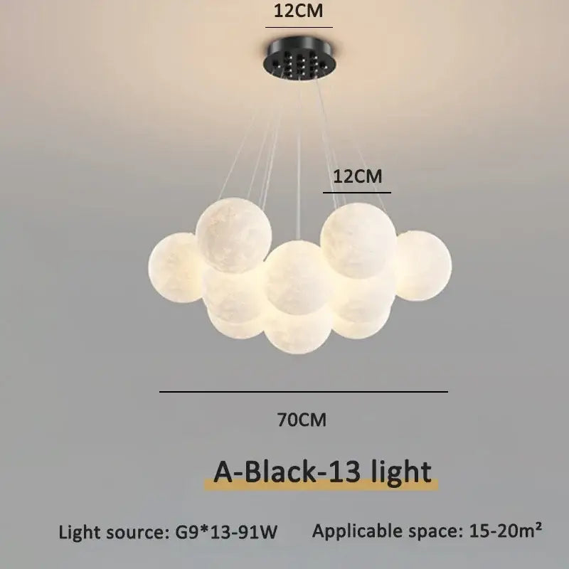 Modern gold cloud bubble ball pendant lights with frosted white bulbs and black mount for dining room decorbites bubble ball led