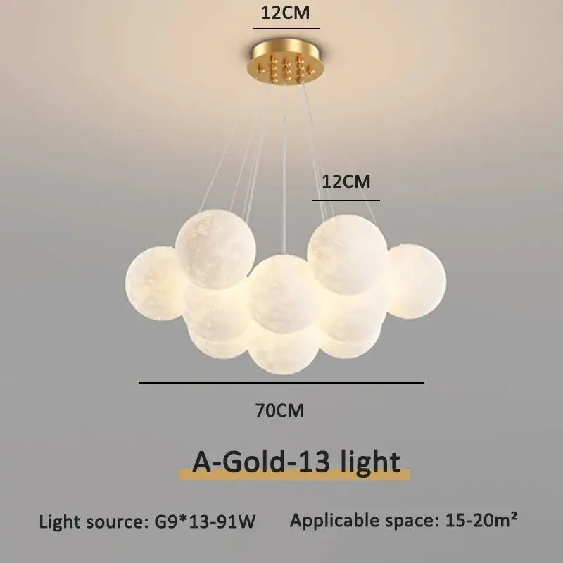 Modern gold cloud bubble ball led pendant lights with 13 frosted white bulbs for dining room decorbites pendant lights