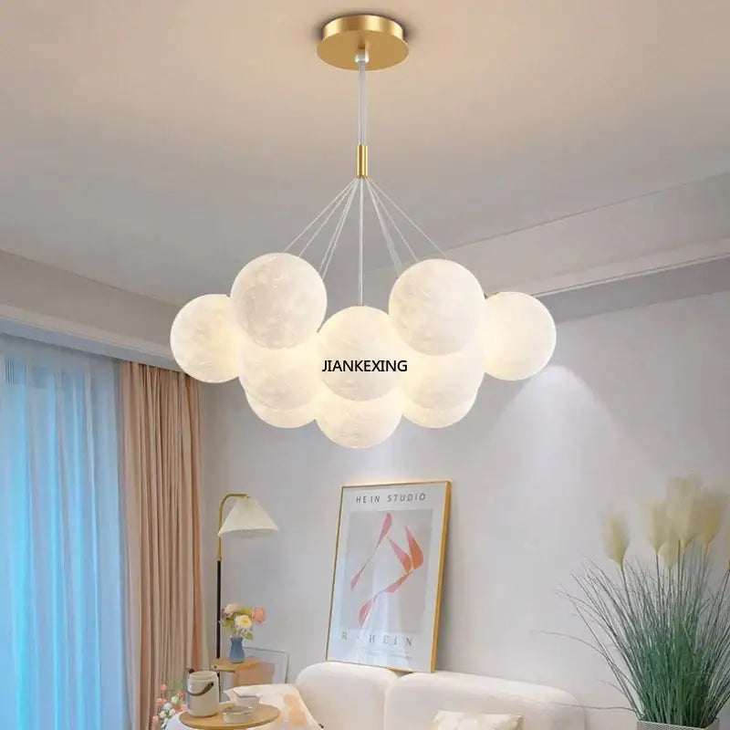 Modern gold cloud bubble ball led pendant lights with soft white frosted glass spheres for dining room decorbites bubble ball