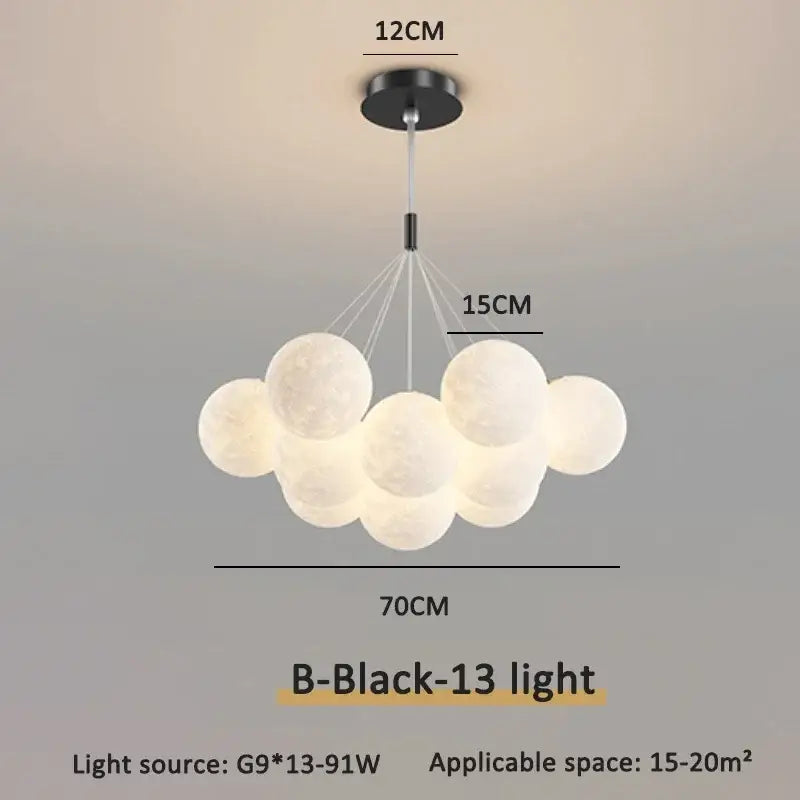 Modern gold decorbites bubble ball led pendant light in white with black ceiling mount for dining room decor
