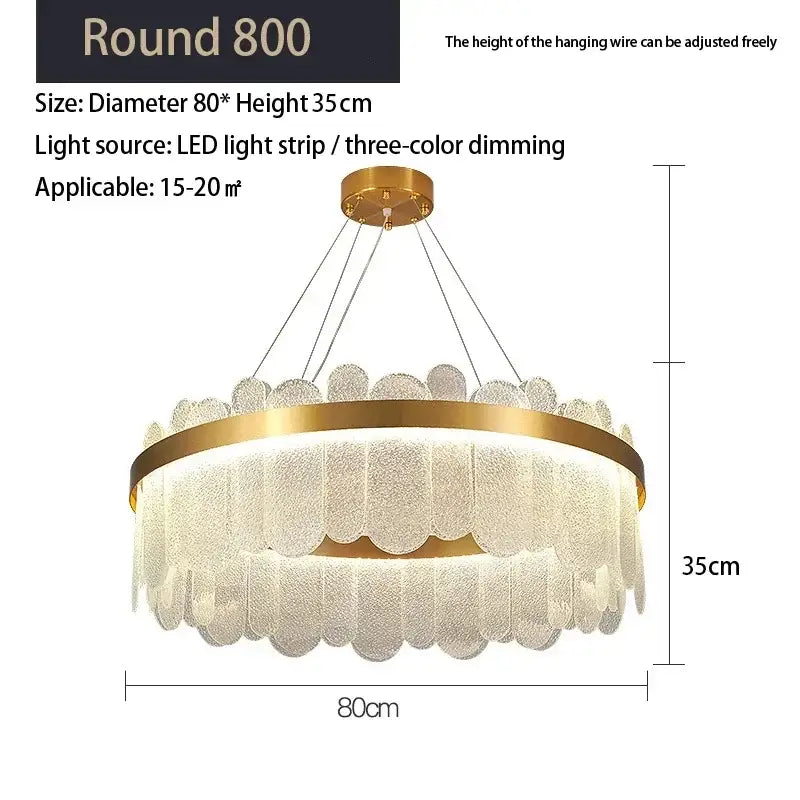 Modern gold cloud crystal led chandelier with frosted glass scallop shades and three-color dimming for living room decorbites crystal led lighting