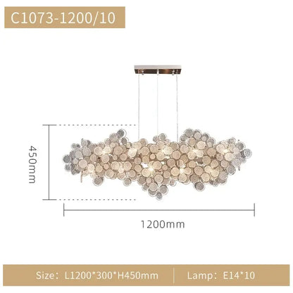 Modern gold cloud led ceiling chandelier with elongated hammered metallic discs in silver and gold for living room