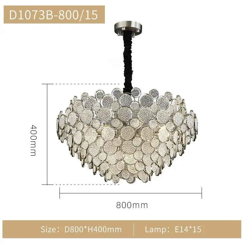 Silver-toned modern gold cloud led ceiling chandelier with textured glass discs on black cord for living room trend led ceiling