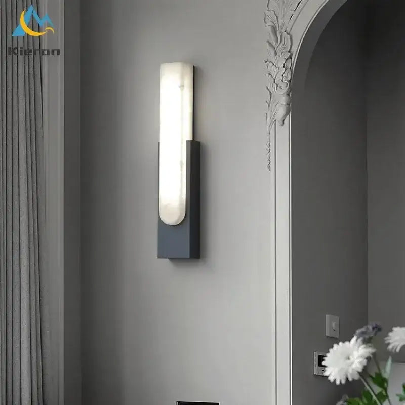 Modern gold cloud stone led wall light with sleek matte black base and frosted glass panel for elegant wall light decorbites cloud stone