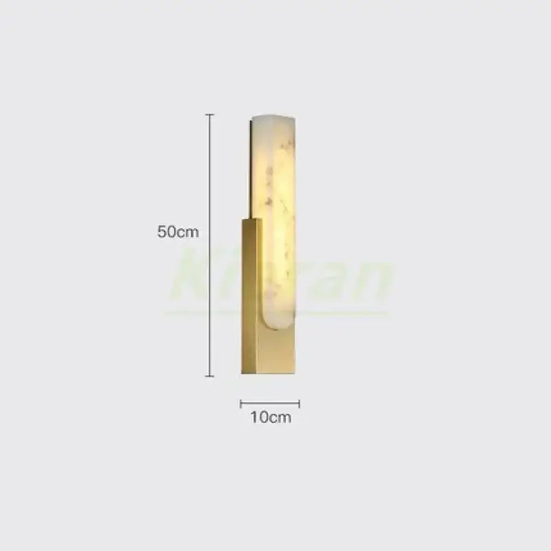 A sleek 50cm wall light with golden metallic base and illuminated marble-effect shade from decorbites cloud stone led collection