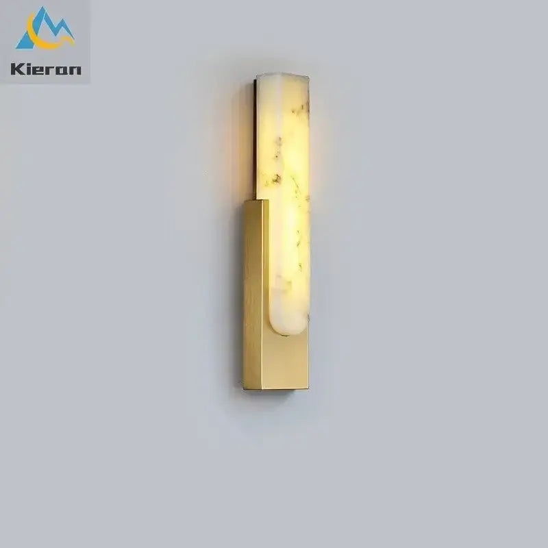 Modern gold cloud stone led wall light bedroom sconce with gold-toned wall light and translucent white marble cloud stone led accent
