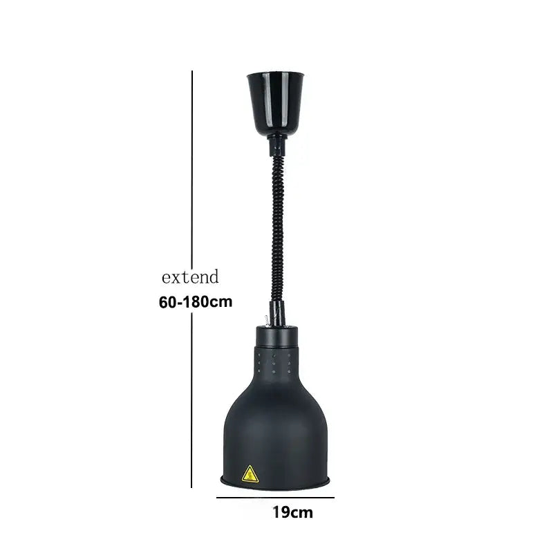 Black industrial-style pendant light heat lamp with flexible gooseneck and adjustable height 250w electric heat