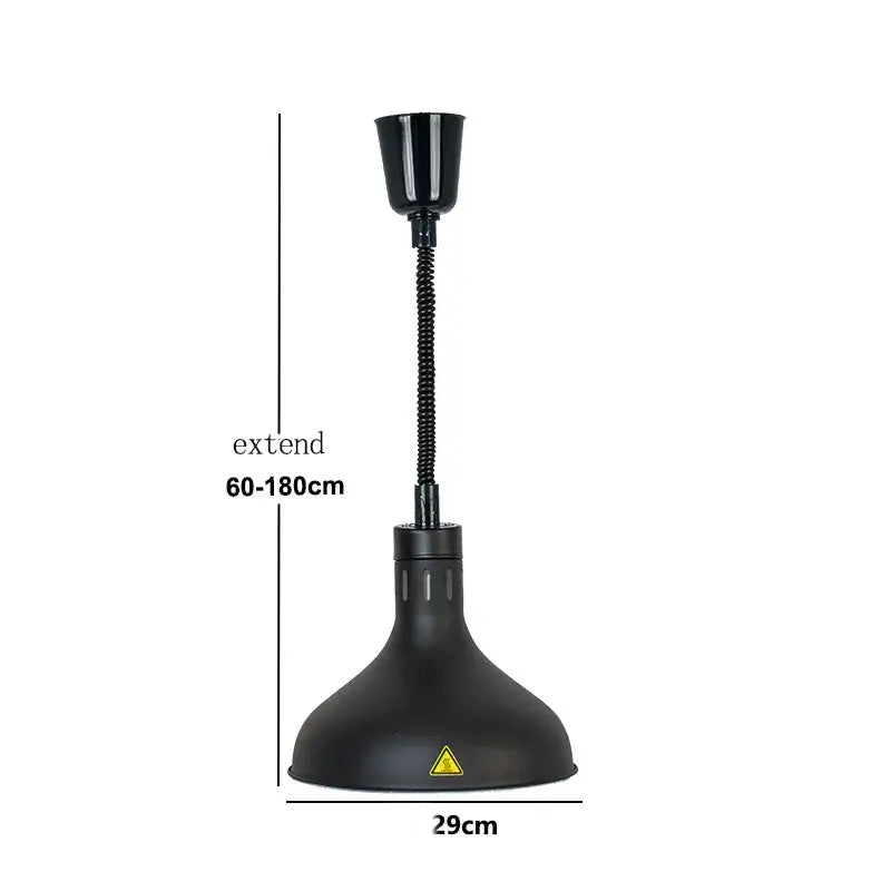 Black industrial-style heat lamp with flexible gooseneck and adjustable height for modern gold copper 250w electric heat pendant light