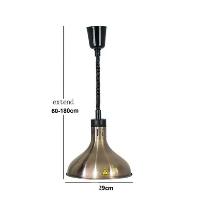 Bronze-colored modern gold and copper bell 250w electric heat lamp pendant light with black flexible gooseneck and adjustable height