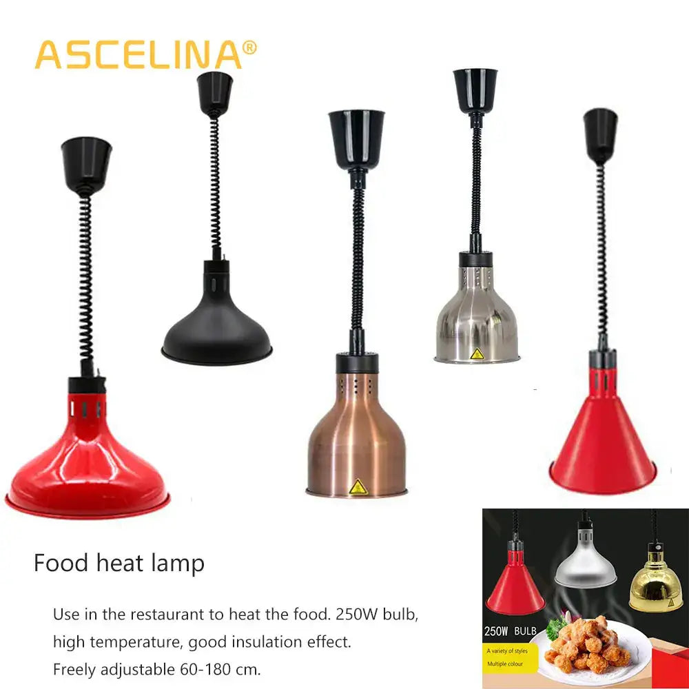 Ascelina modern gold and copper bell 250w electric heat lamp pendant light with adjustable black spiral arms and multicolor heads