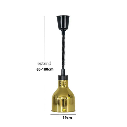 Modern gold and copper bell 250w electric heat lamp pendant light with black flexible gooseneck and adjustable height