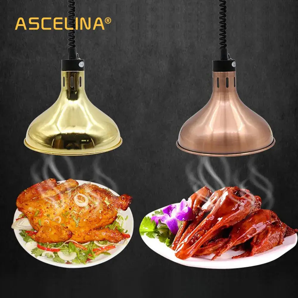 Modern gold and copper bell 250w electric heat lamp kitchen pendant light with sleek bell-shaped ascelina design