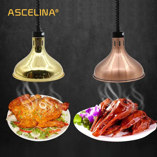 Modern gold and copper bell 250w electric heat lamp kitchen pendant light with sleek bell-shaped ascelina design