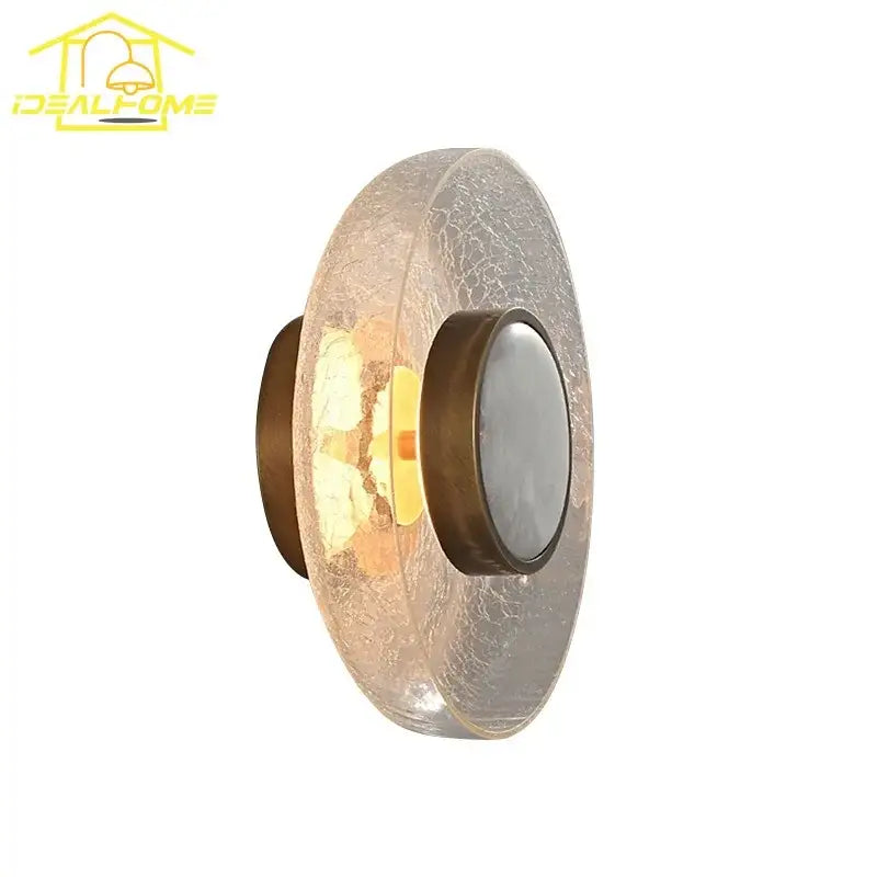 Modern wall lamp with gold cracked glass shade and bronze metal frame perfect for bedroom decorbites cracked glass design