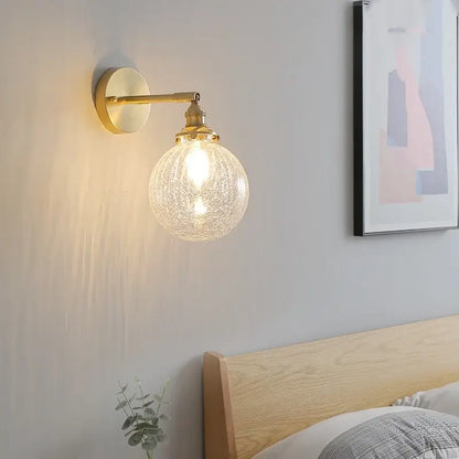 Modern gold wall lights with crackled glass spherical shade led wall lights for bedroom decorbites led wall illumination