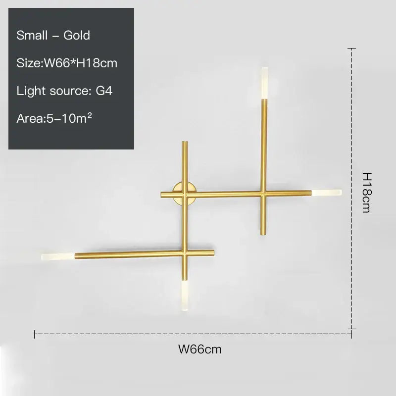 Modern gold cross-shaped wall lamp with minimalist design and integrated g4 light source for living room decorbites cross-shaped wall