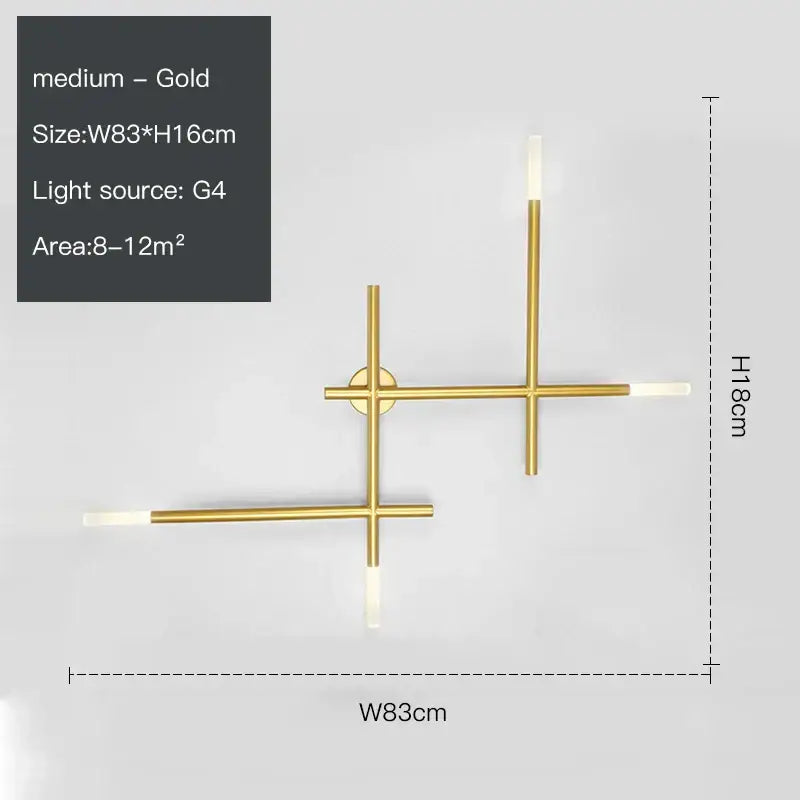 Modern gold cross-shaped wall lamp with minimalist design and integrated g4 light sources for living room decorbites cross-shaped wall lamp