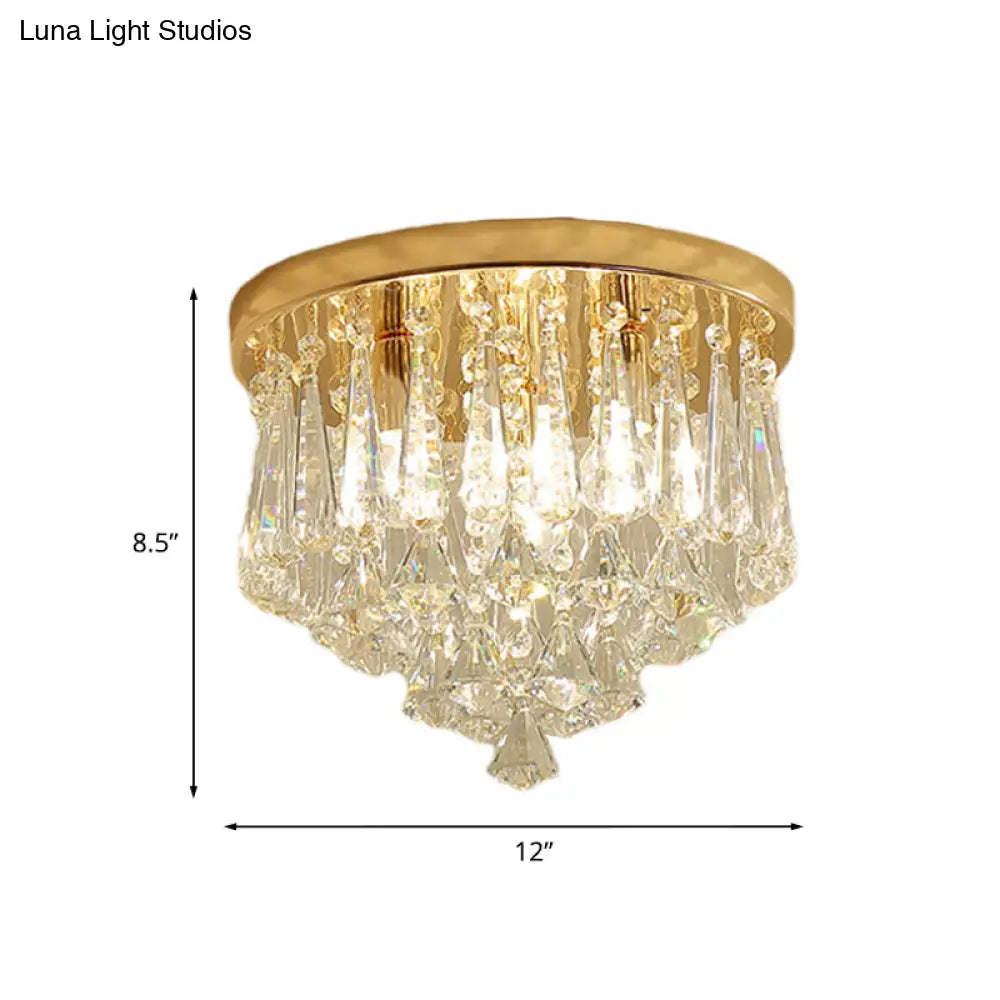DecorBites™ DecorBites™ Modern Gold Crystal 4-Light Flush Mount Ceiling Fixture for Hallways
