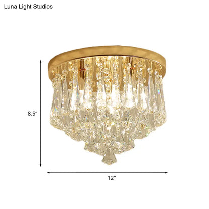 DecorBites™ DecorBites™ Modern Gold Crystal 4-Light Flush Mount Ceiling Fixture for Hallways