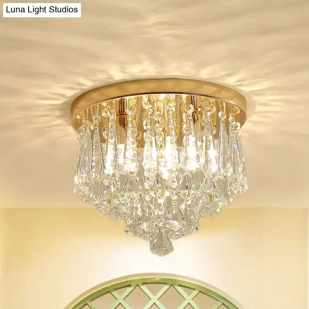 DecorBites™ DecorBites™ Modern Gold Crystal 4-Light Flush Mount Ceiling Fixture for Hallways