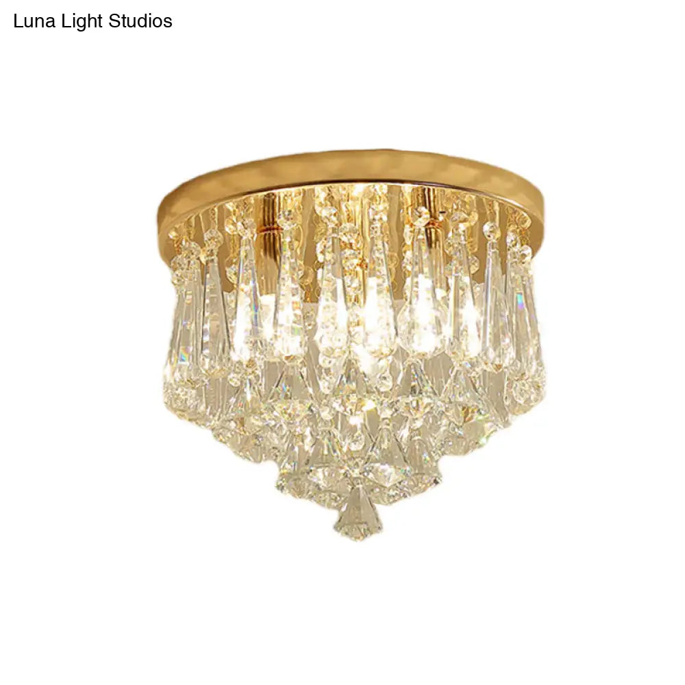 DecorBites™ DecorBites™ Modern Gold Crystal 4-Light Flush Mount Ceiling Fixture for Hallways