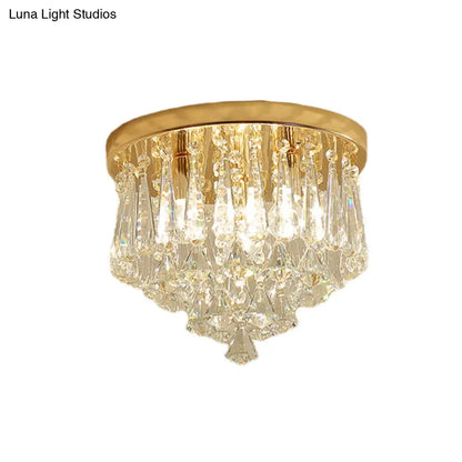 DecorBites™ DecorBites™ Modern Gold Crystal 4-Light Flush Mount Ceiling Fixture for Hallways