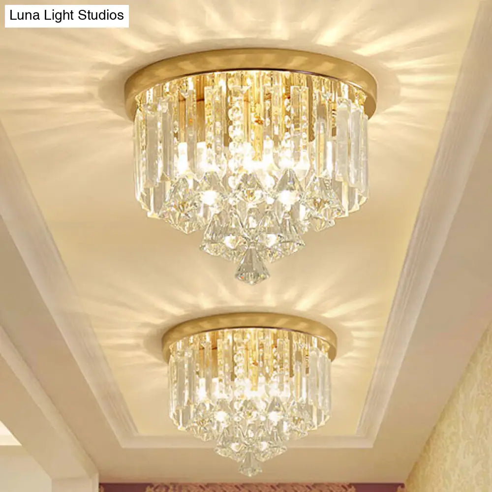 DecorBites™ DecorBites™ Modern Gold Crystal 4-Light Flush Mount Ceiling Fixture for Hallways