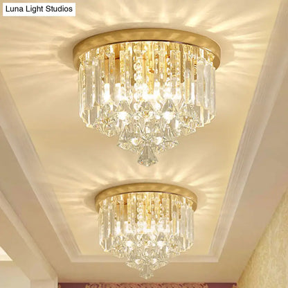 DecorBites™ DecorBites™ Modern Gold Crystal 4-Light Flush Mount Ceiling Fixture for Hallways