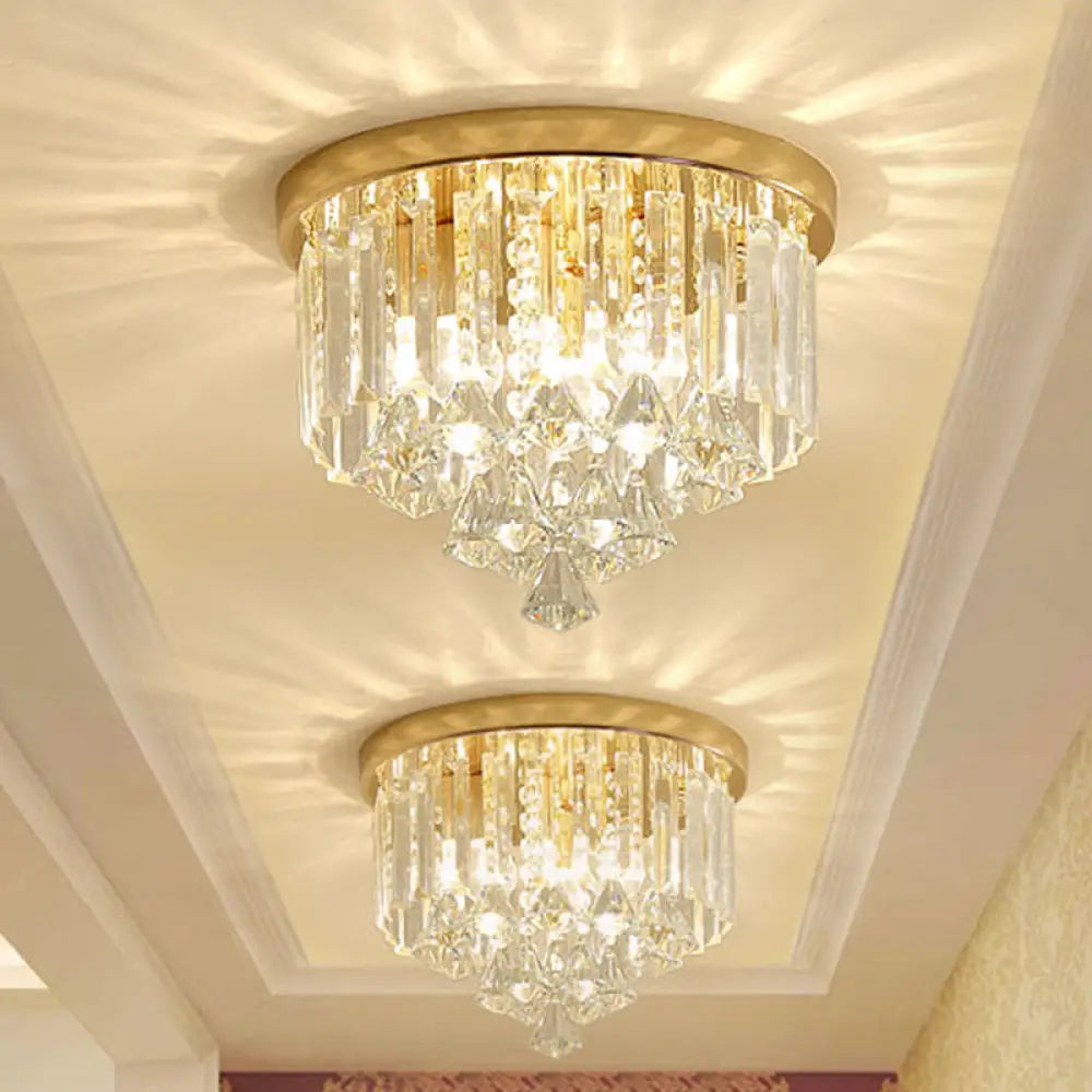 DecorBites™ DecorBites™ Modern Gold Crystal 4-Light Flush Mount Ceiling Fixture for Hallways
