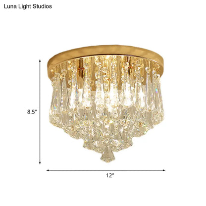 DecorBites™ DecorBites™ Modern Gold Crystal 4-Light Flush Mount Ceiling Fixture for Hallways