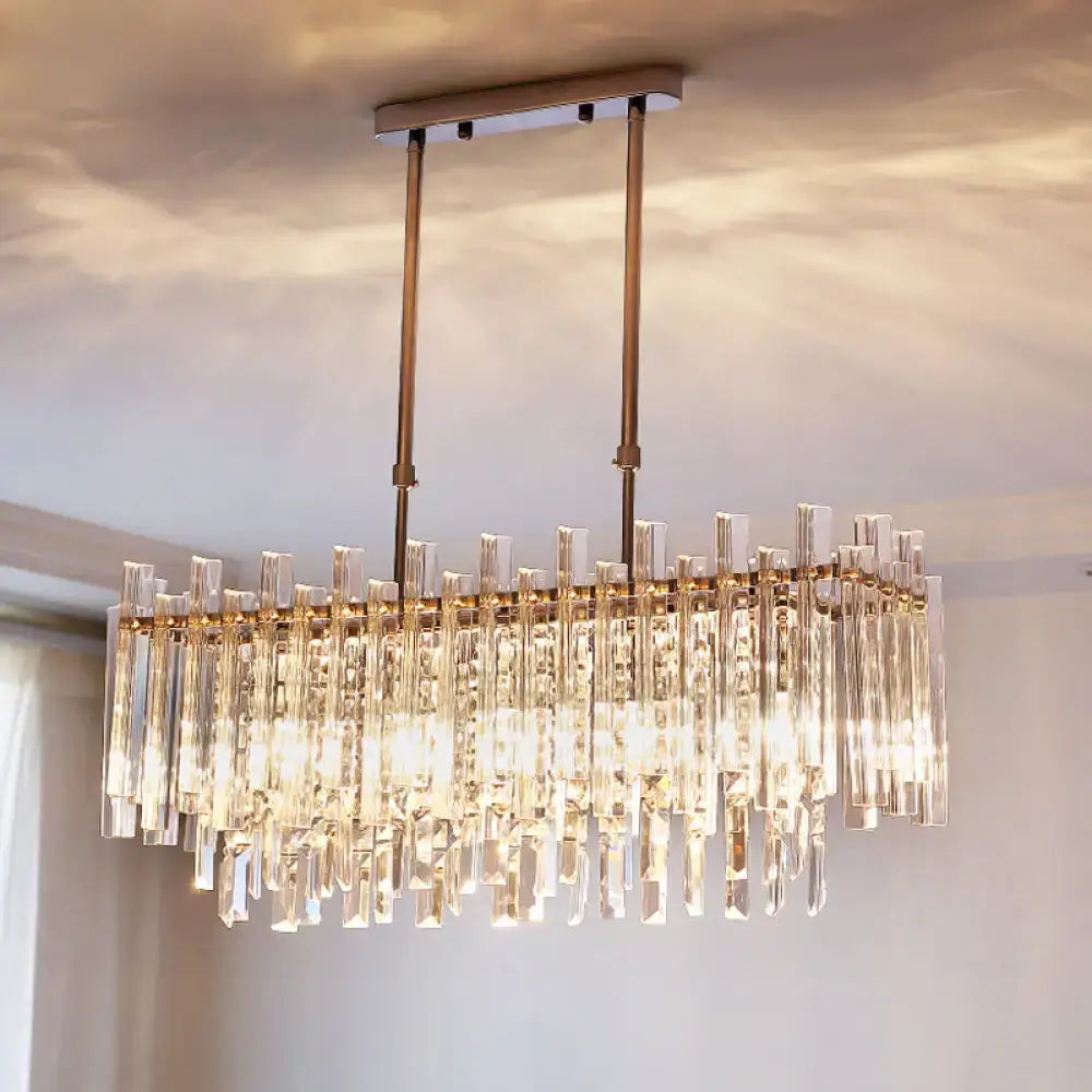 Modern gold crystal 5 light fixture dining room chandelier with gold metal frame and clear crystal rods 220v-240v