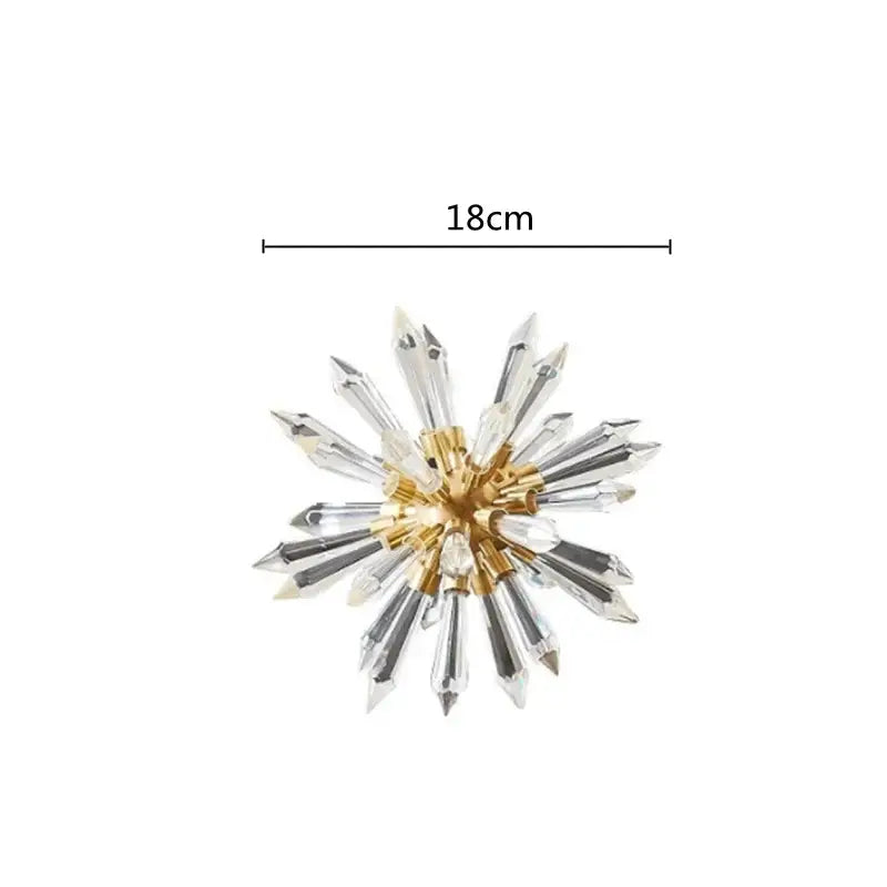 Modern gold crystal ball acanthosphere home decoration with 18cm starburst chandelier featuring clear crystal prisms