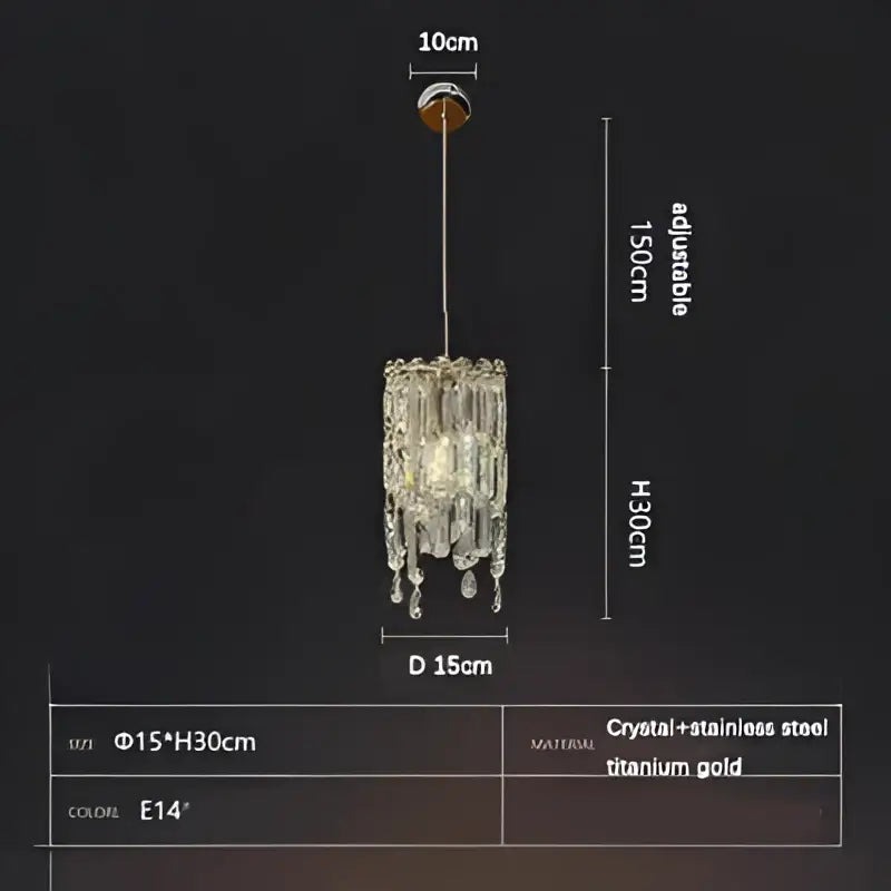 Modern gold crystal bedhead pendant light with sleek titanium gold finish and cascading clear crystals decorbites crystal bedhead