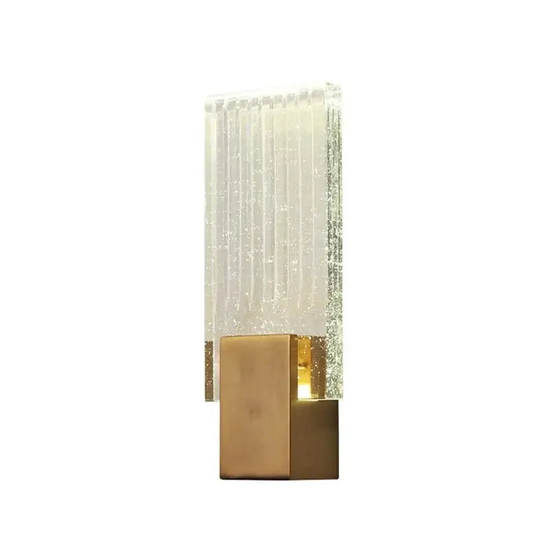 Modern gold crystal brass led wall lamp with sparkling translucent ribbed glass panels for luxury living room decorbites decor