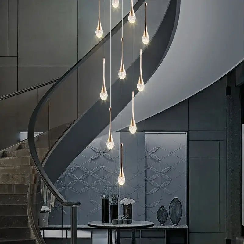 Modern gold crystal bubble chandelier pendant light with teardrop glass shades by decorbites for living room decor