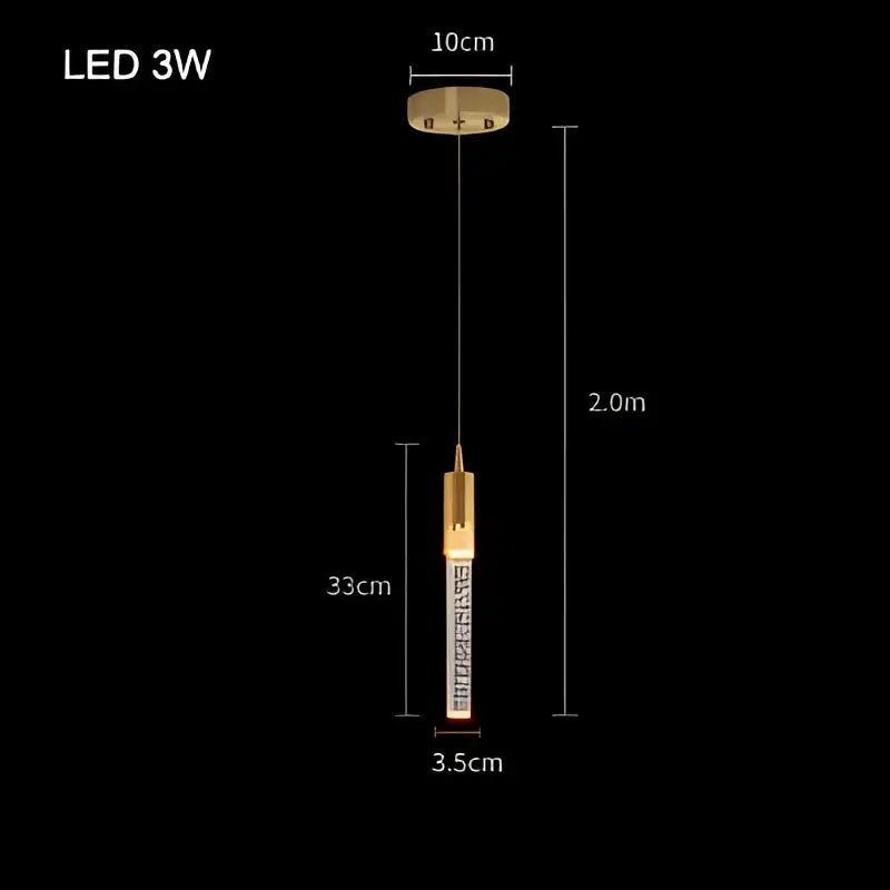 Modern gold decorbites crystal bubble pendant chandelier with cylindrical crystal body for dining room lighting