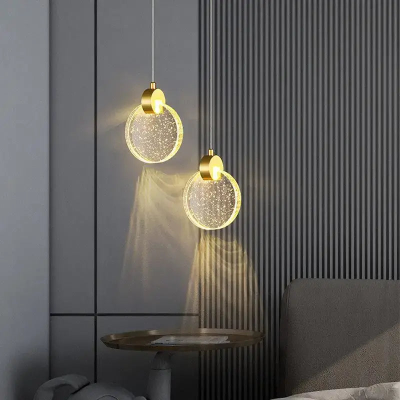 Two modern gold crystal bubble pendant lights with translucent glass shades for dining room decorbites crystal bubble chandelier