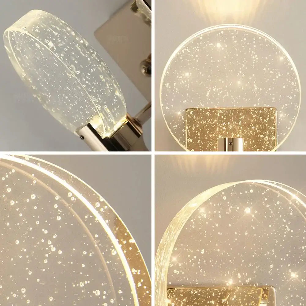 Modern gold crystal bubble wall lamp featuring a translucent starry glass diffuser and gold-toned metal frame for luxury decorbites crystal bubble lighting
