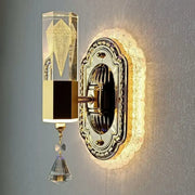 Modern gold wall light with carved flower design crystal faceted geometric decorbites carved flower wall sconce