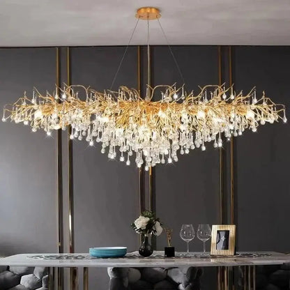 Modern gold crystal ceiling chandelier with intricate branch design and cascading crystals for living room decorbites crystal ceiling