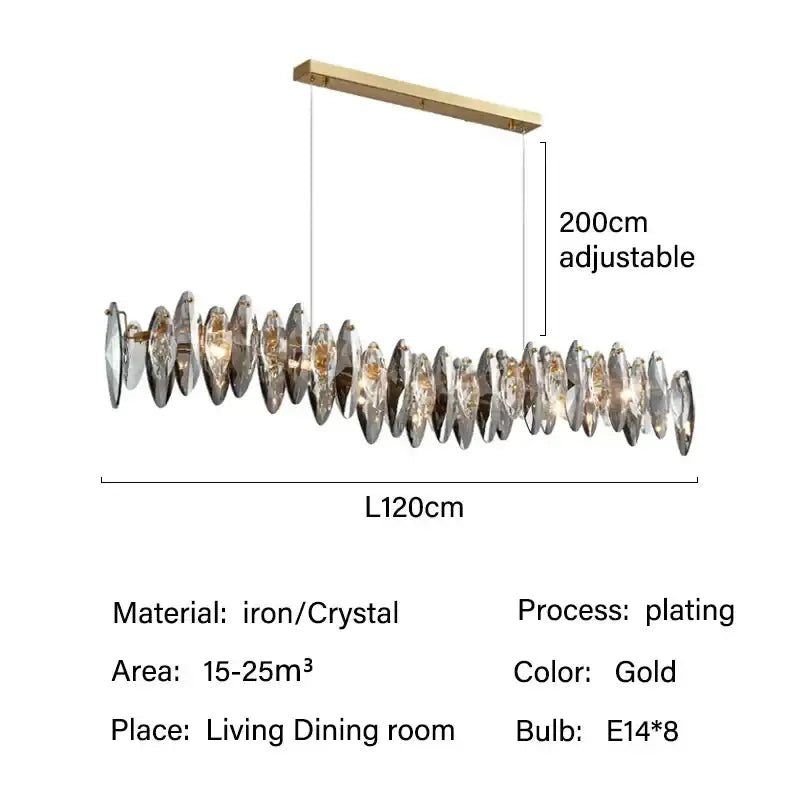 Modern gold crystal ceiling chandelier with gold-plated iron and crystal features 8 e14 bulbs by decorbites crystal ceiling