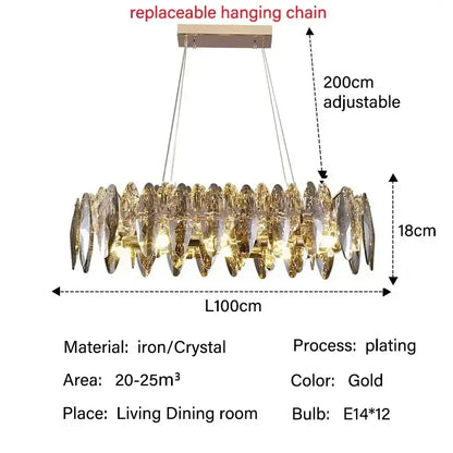 Modern gold crystal ceiling chandelier with gold-plated iron, crystal elements, 100cm diameter, decorbites crystal ceiling design