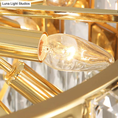 Lámpara de araña moderna de cristal dorado - Lámpara colgante ovalada de 10 luces