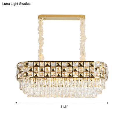 Lámpara de araña moderna de cristal dorado - Lámpara colgante ovalada de 10 luces