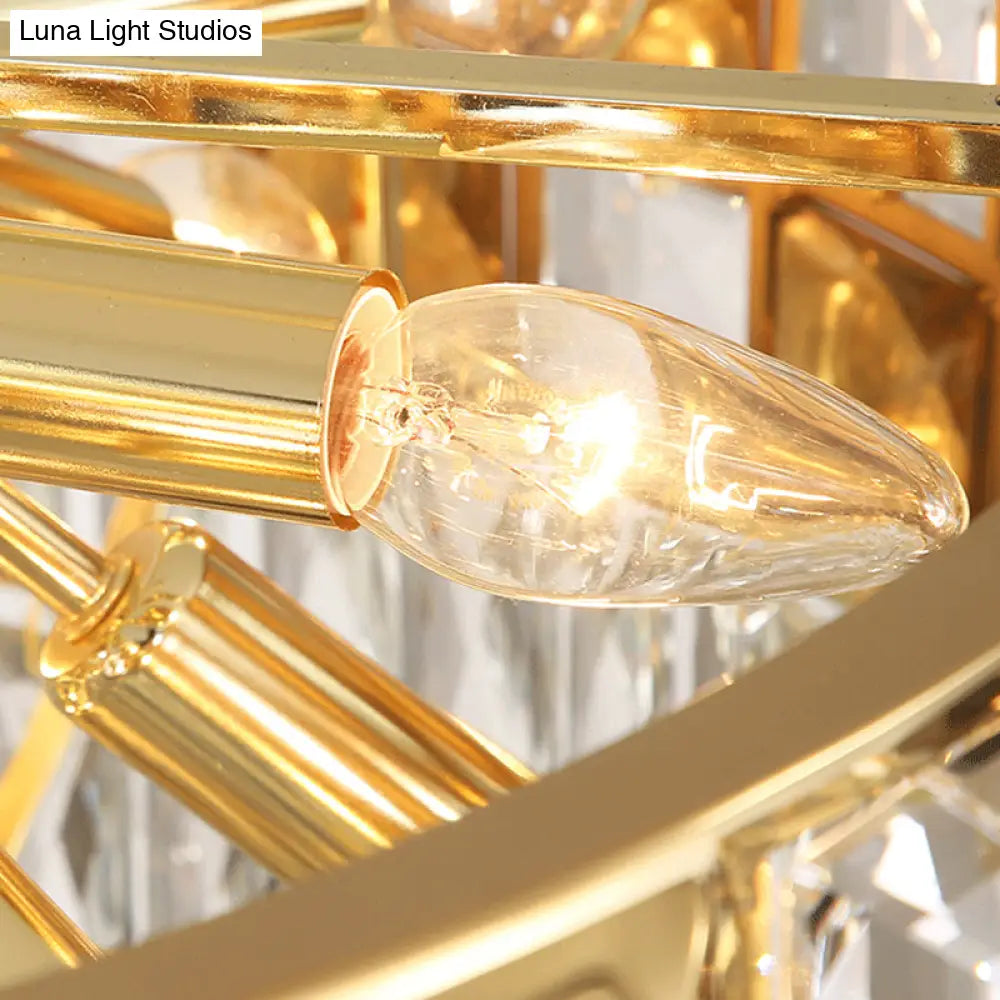 Lámpara de araña moderna de cristal dorado - Lámpara colgante ovalada de 10 luces