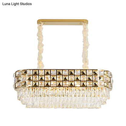 Lámpara de araña moderna de cristal dorado - Lámpara colgante ovalada de 10 luces