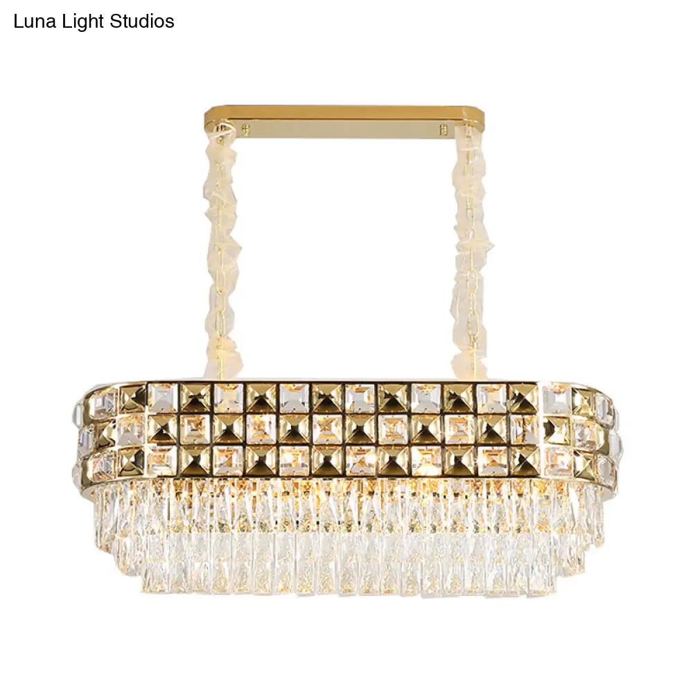 Lámpara de araña moderna de cristal dorado - Lámpara colgante ovalada de 10 luces