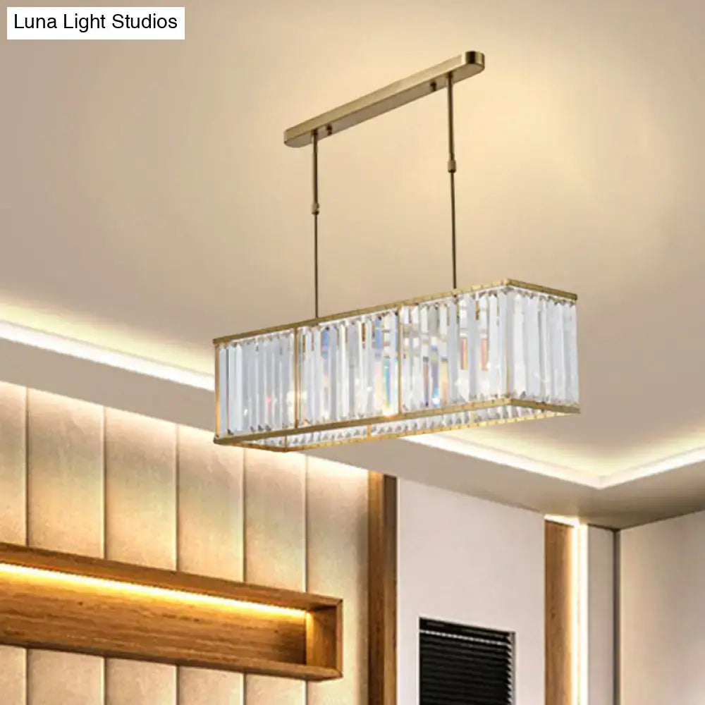 DecorBites™ modern 3-light clear crystal chandelier with gold metal frame and hanging rods for dining room 110v-120v use