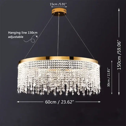 Modern gold crystal chandelier lighting fixture with multiple tiers of cascading clear crystal beads for dining room decorbites crystal chandelier