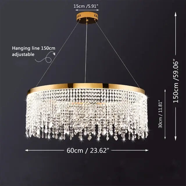 Modern gold crystal chandelier lighting fixture with multiple tiers of cascading clear crystal beads for dining room decorbites crystal chandelier